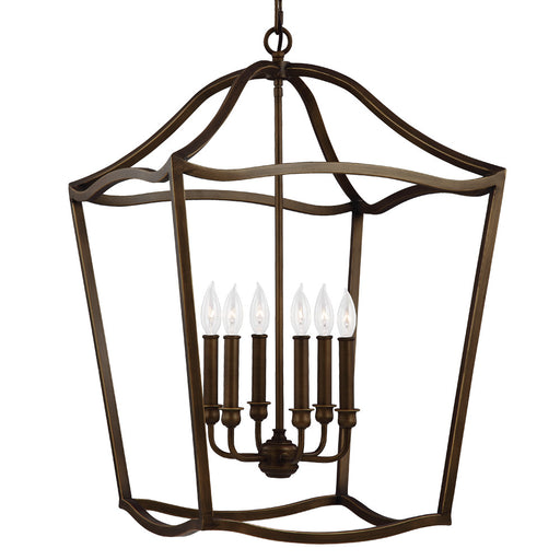 Generation Lighting - F2976/6PAGB - Six Light Foyer Chandelier - Feiss - Yarmouth - Painted Aged Brass