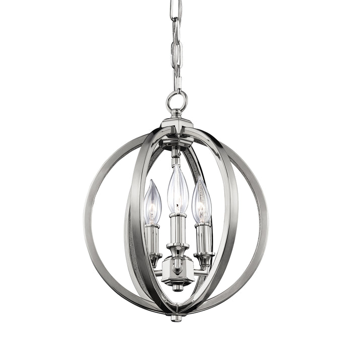 Three Light Pendant from the Corinne collection in Polished Nickel finish
