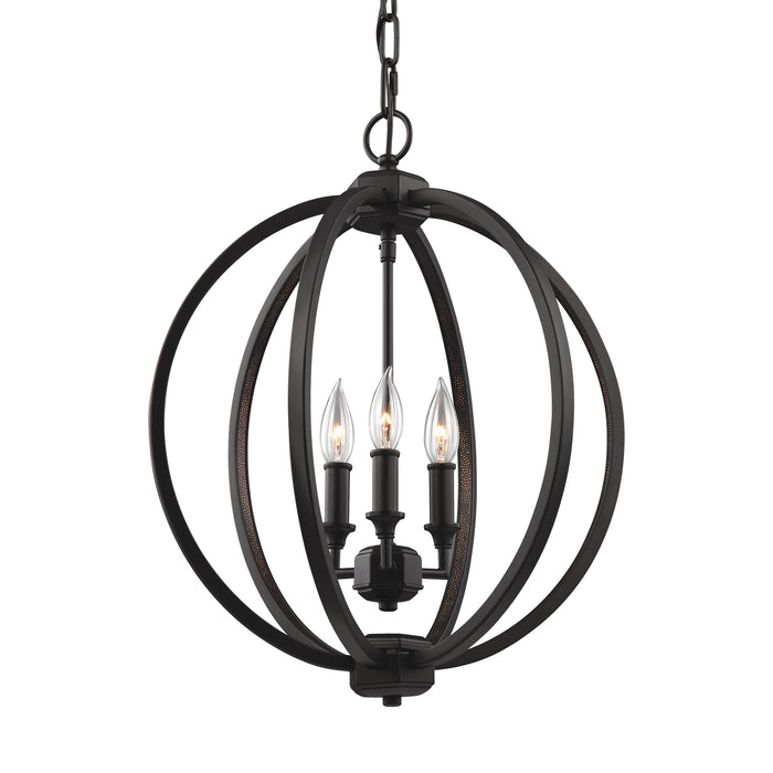 Three Light Pendant from the Corinne collection in Oil Rubbed Bronze finish