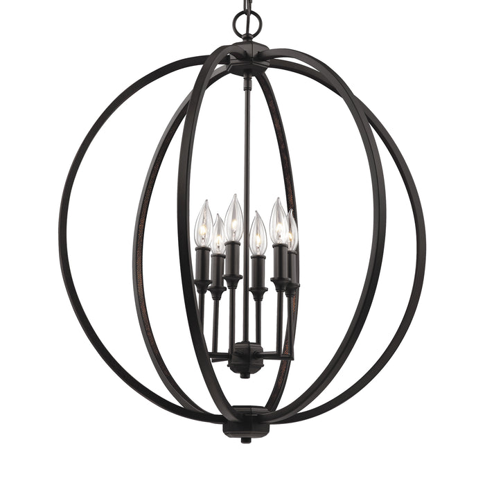 Six Light Pendant from the Corinne collection in Oil Rubbed Bronze finish