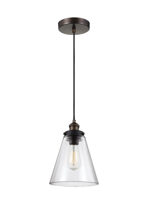 Generation Lighting - P1347PAGB/DWZ - One Light Pendant - Baskin - Painted Aged Brass / Dark Weathered Zinc