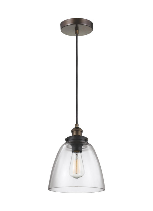 Generation Lighting - P1349PAGB/DWZ - One Light Pendant - Baskin - Painted Aged Brass / Dark Weathered Zinc
