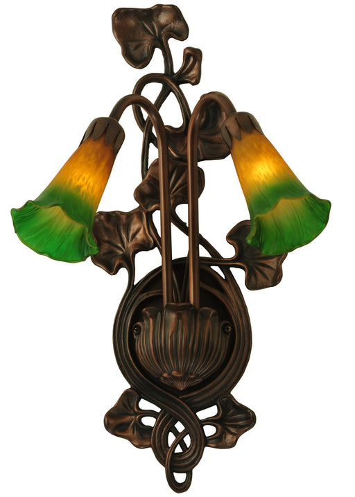 Meyda Tiffany - 16573 - Two Light Wall Sconce - Amber/Green Pond Lily - Nickel