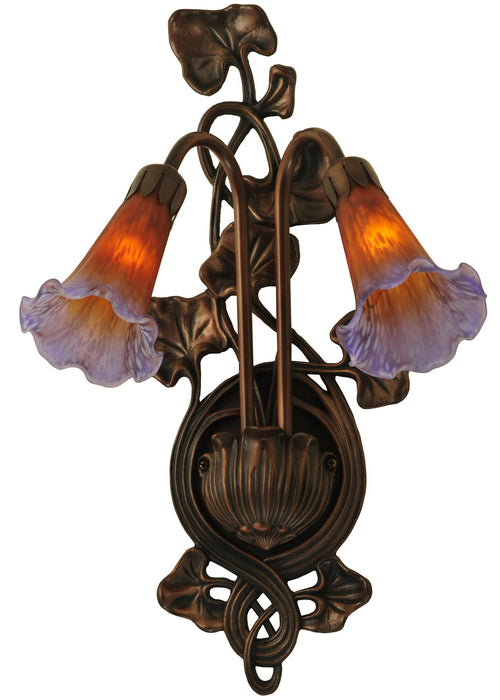 Meyda Tiffany - 16637 - Two Light Wall Sconce - Amber/Purple Pond Lily - Crystal
