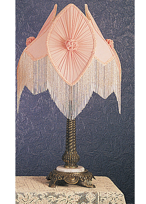 Meyda Tiffany - 19226 - One Light Accent Lamp - Fabric & Fringe - Pink/Ivory