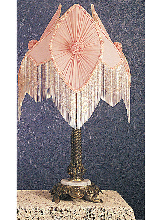 Meyda Tiffany - 19226 - One Light Accent Lamp - Fabric & Fringe - Pink/Ivory