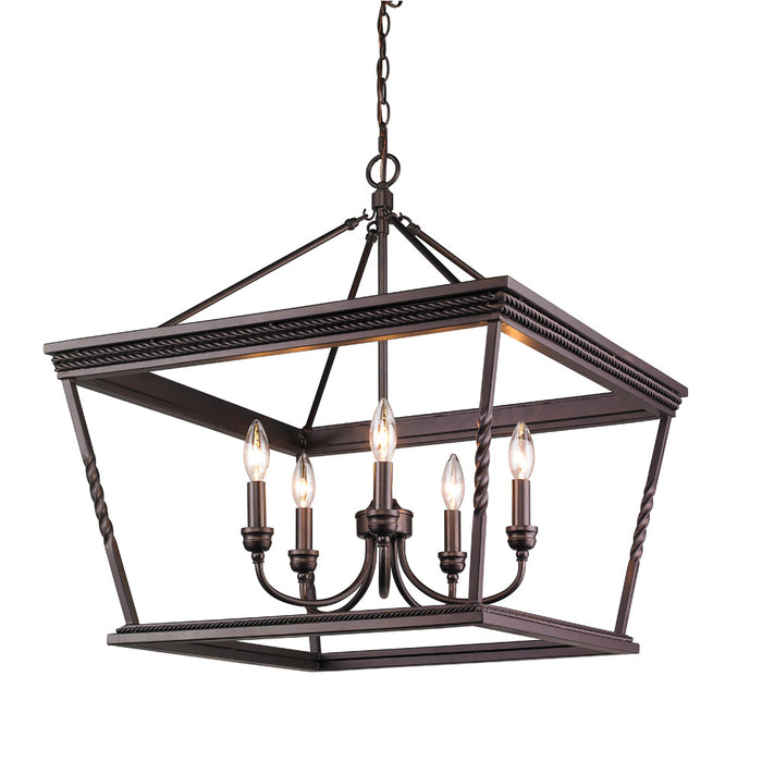 Five Light Chandelier from the Davenport collection in Etruscan Bronze finish