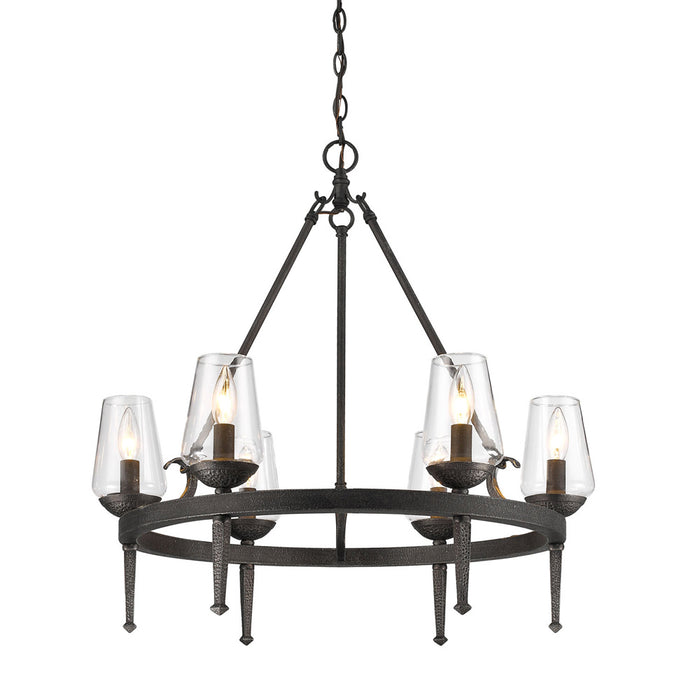 Six Light Chandelier from the Marcellis collection in Dark Natural Iron finish