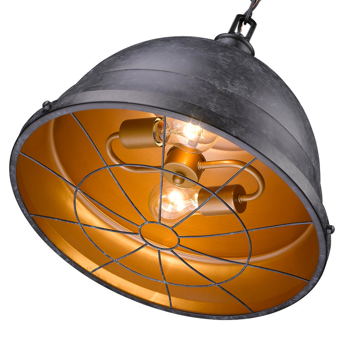 Two Light Pendant from the Bartlett collection in Black Patina finish