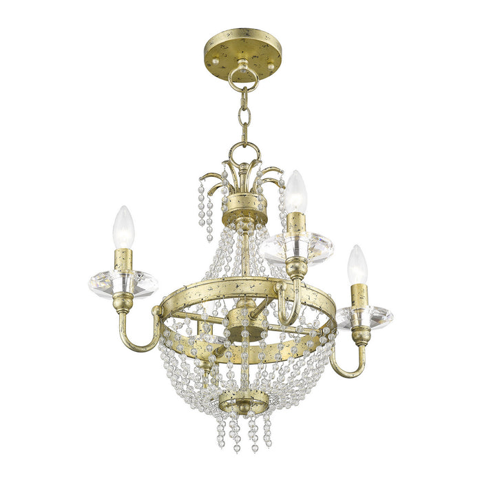 Four Light Mini Chandelier/Ceiling Mount from the Valentina collection in Hand Applied Winter Gold finish