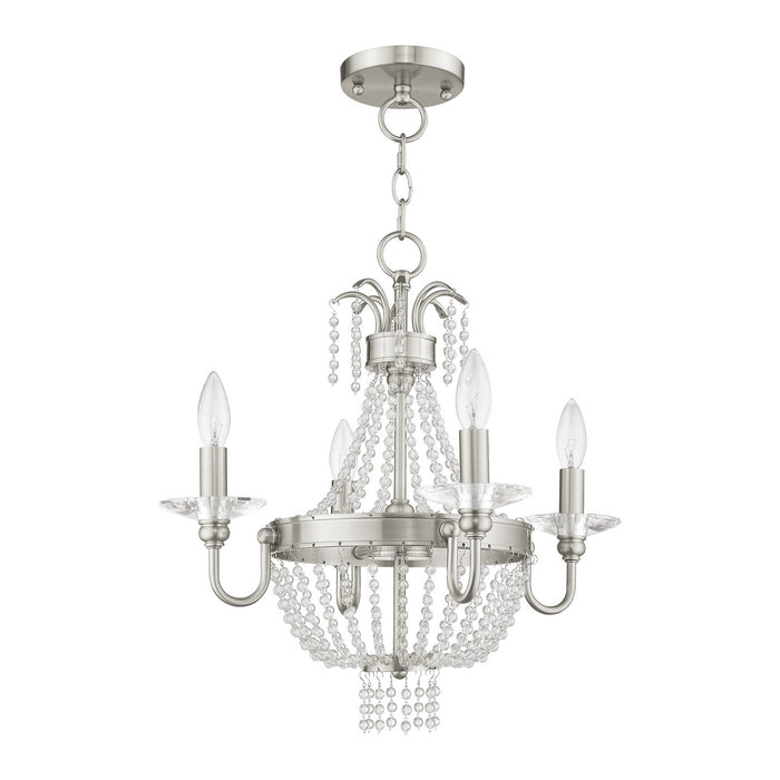Four Light Mini Chandelier/Ceiling Mount from the Valentina collection in Brushed Nickel finish