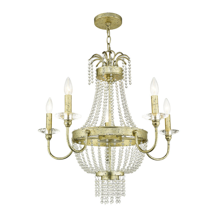 Five Light Chandelier from the Valentina collection in Hand Applied Winter Gold finish