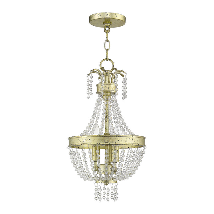 Three Light Pendant from the Valentina collection in Hand Applied Winter Gold finish