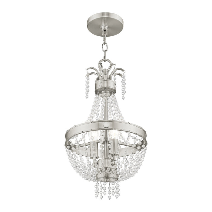 Three Light Pendant from the Valentina collection in Brushed Nickel finish
