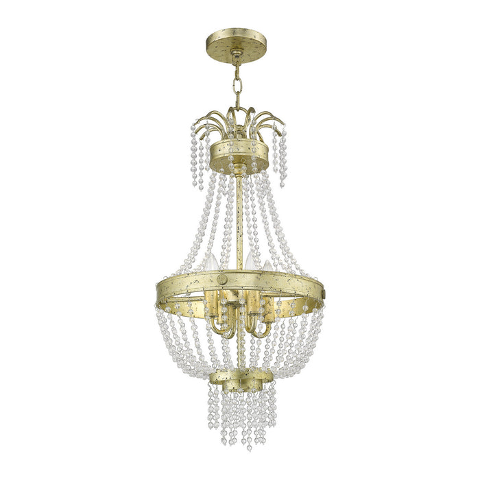 Four Light Pendant from the Valentina collection in Hand Applied Winter Gold finish
