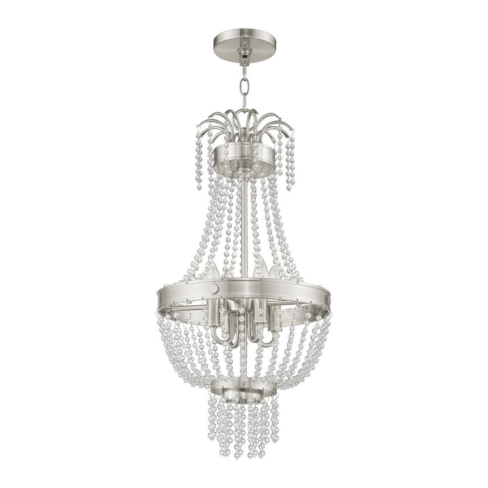 Four Light Pendant from the Valentina collection in Brushed Nickel finish