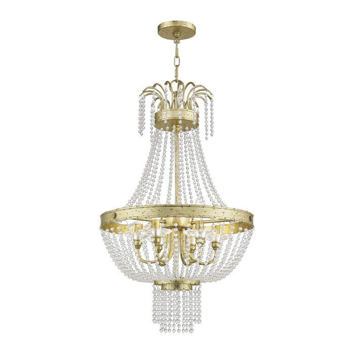 Six Light Pendant from the Valentina collection in Hand Applied Winter Gold finish