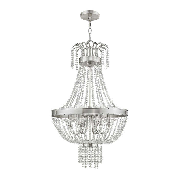 Six Light Pendant from the Valentina collection in Brushed Nickel finish