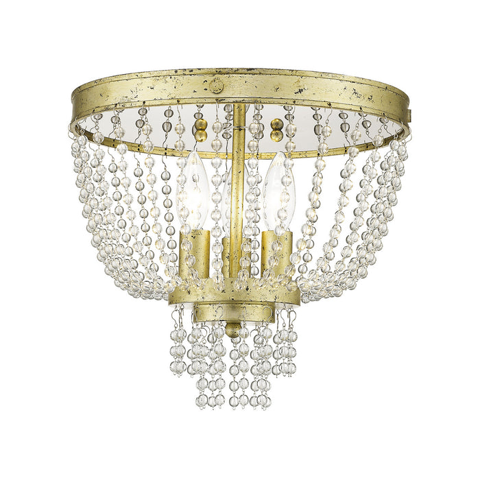 Three Light Ceiling Mount from the Valentina collection in Hand Applied Winter Gold finish