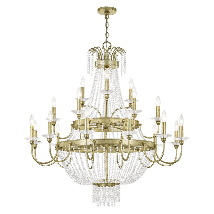 21 Light Foyer Chandelier from the Valentina collection in Hand Applied Winter Gold finish