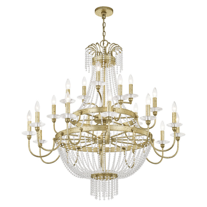 21 Light Foyer Chandelier from the Valentina collection in Hand Applied Winter Gold finish