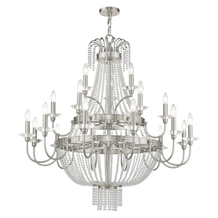 21 Light Foyer Chandelier from the Valentina collection in Brushed Nickel finish