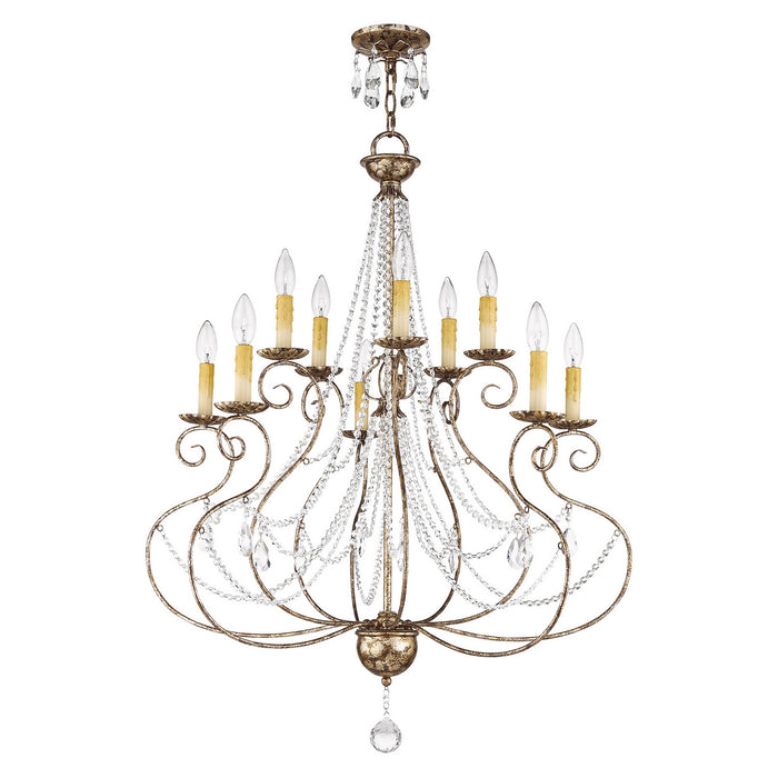 Ten Light Chandelier from the Isabella collection in Hand Applied European Bronze finish