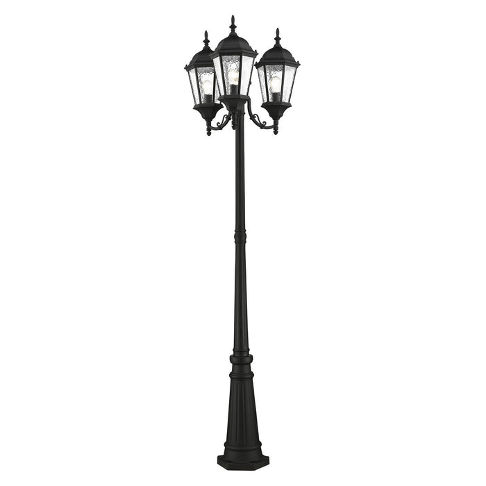 Three Light Post-Top Lanterm from the Hamilton collection in Textured Black finish