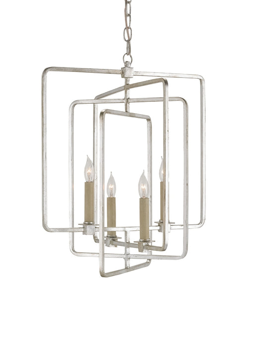 Currey and Company - 9743 - Four Light Chandelier - Metro - Contemporary Silver Leaf