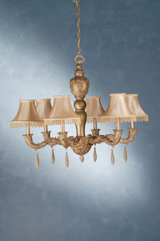 Meyda Tiffany - 69562 - Six Light Chandelier - Monticello - Satin Gold/Silver Wash