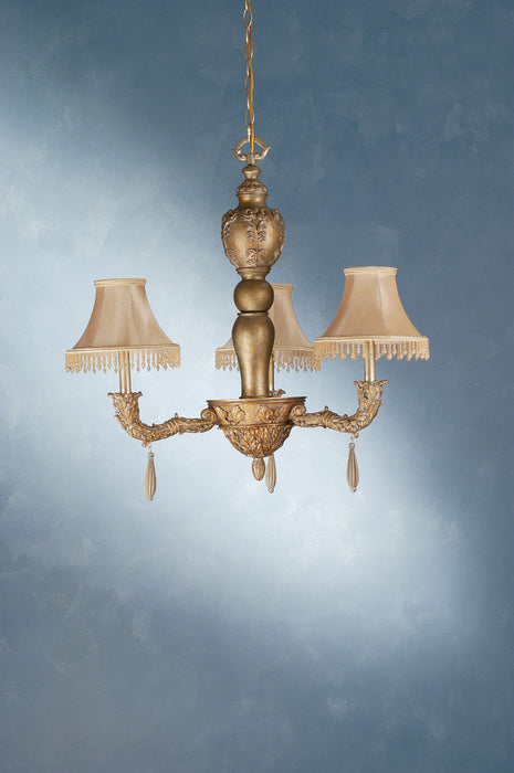 Meyda Tiffany - 69563 - Three Light Chandelier - Monticello - Satin Gold/Silver Wash