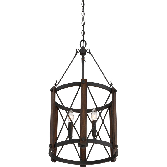 Three Light Foyer Pendant from the Baron collection in Marcado Black finish