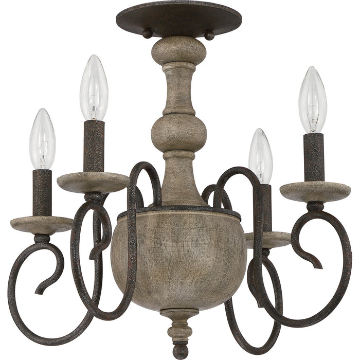 Four Light Semi-Flush Mount from the Castile collection in Rustic Black finish