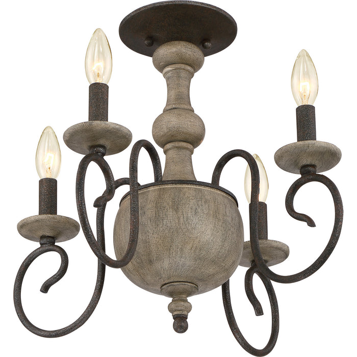 Four Light Semi-Flush Mount from the Castile collection in Rustic Black finish