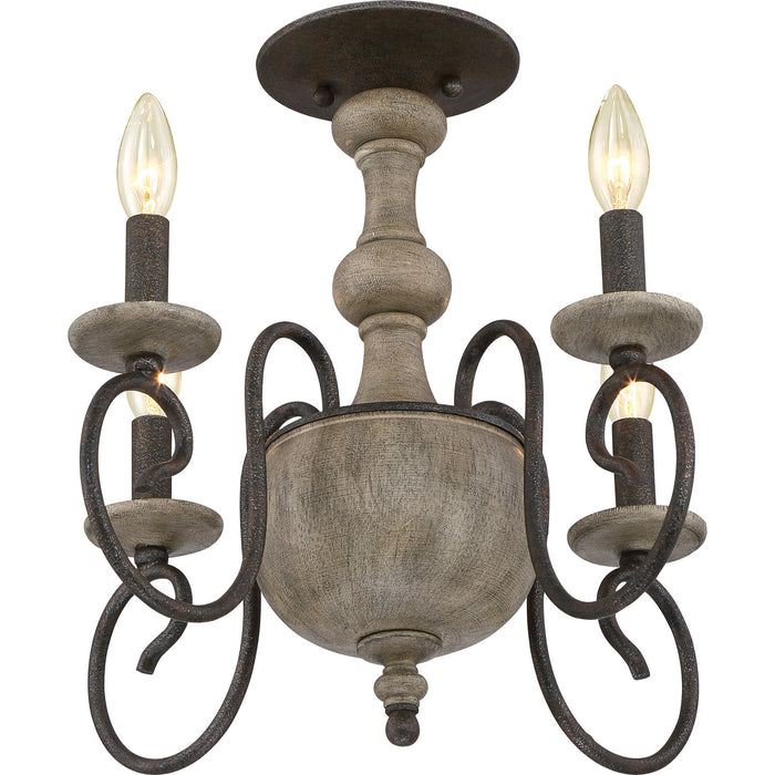 Four Light Semi-Flush Mount from the Castile collection in Rustic Black finish