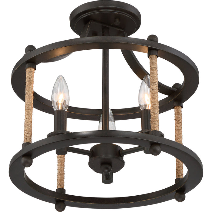 Three Light Semi-Flush Mount from the Frontier collection in Imperial Bronze finish
