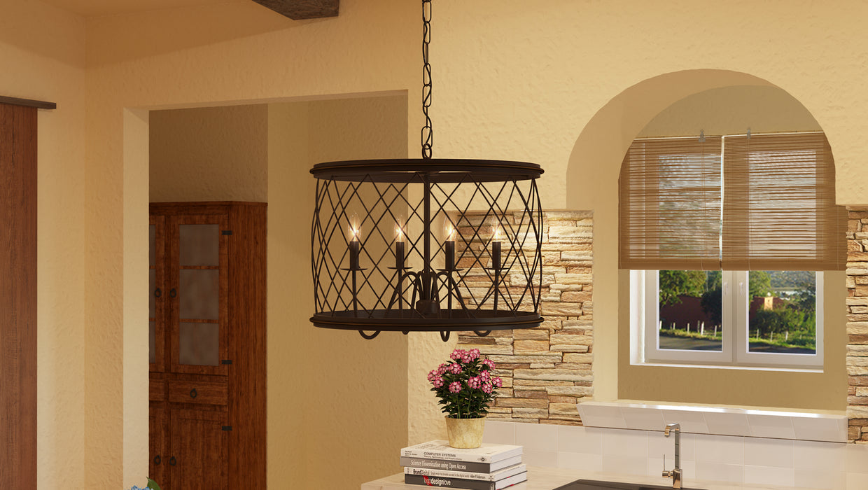 Four Light Pendant from the Dury collection in Palladian Bronze finish