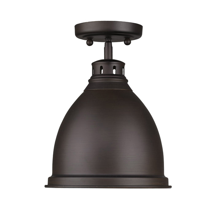 One Light Flush Mount from the Duncan collection in Rubbed Bronze finish
