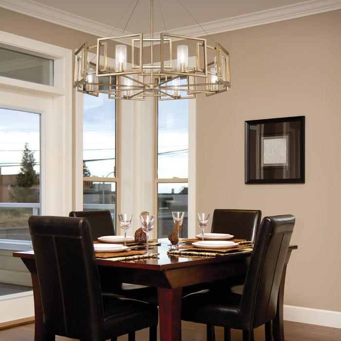 Eight Light Chandelier from the Marco collection in White Gold finish