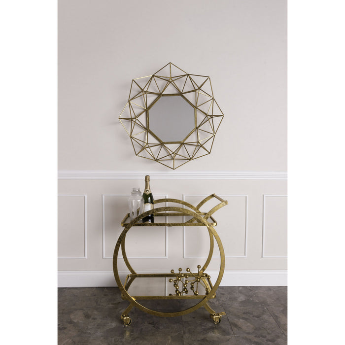 Bar Cart from the Cart collection in Antique Mirror, Gold finish