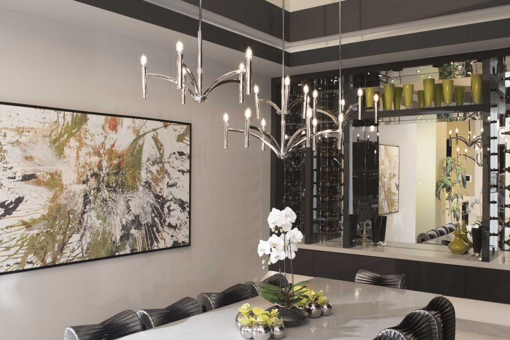 Nine Light Chandelier from the Draper collection in Polished Nickel finish
