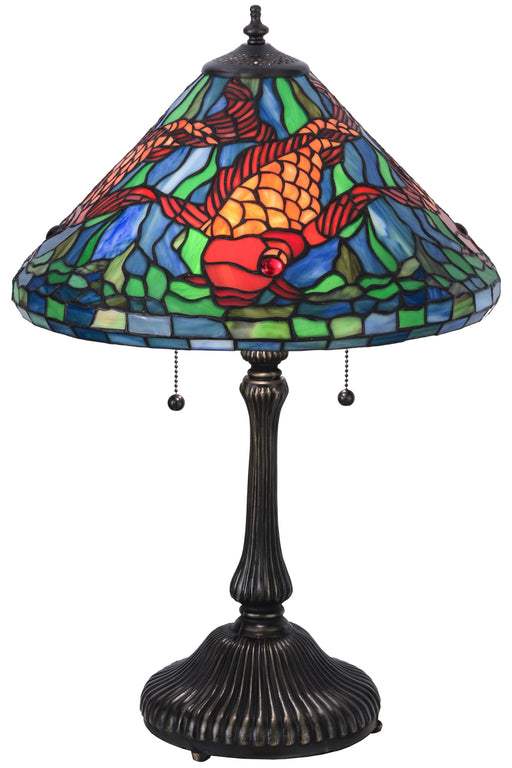 Meyda Tiffany - 154003 - Two Light Table Lamp - Tiffany Koi - Antique Brass