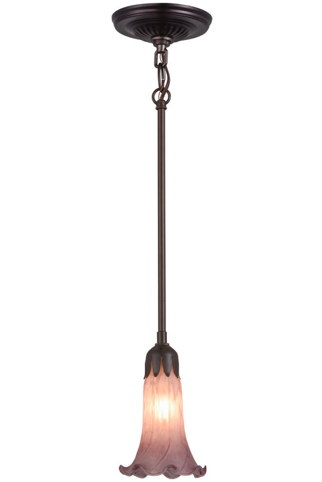 Meyda Tiffany - 157419 - One Light Mini Pendant - Lavender Pond Lily - Mahogany Bronze