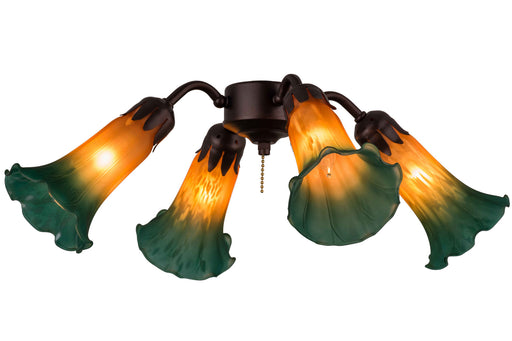 Meyda Tiffany - 162971 - Four Light Fan Light Fixture - Amber/Green Pond Lily - Mahogany Bronze