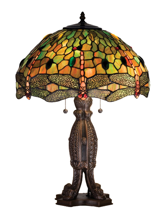 Meyda Tiffany - 28527 - 24.5``Table Lamp - Tiffany Hanginghead Dragonfly - Orange Greenr