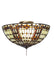 Meyda Tiffany - 95271 - Three Light Flushmount - Fleur-De-Lis - Beige Ha Green/Blue Amber