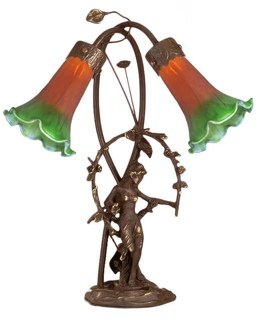Meyda Tiffany - 11805 - Two Light Accent Lamp - Trellis Girl Lily - Amber Green