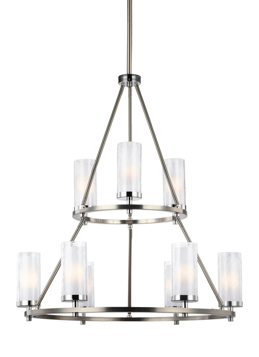 Nine Light Chandelier from the Jonah collection in Satin Nickel / Chrome finish