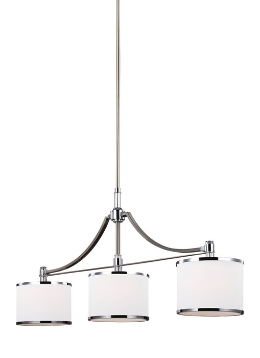 Three Light Island Chandelier from the Prospect Park collection in Satin Nickel / Chrome finish