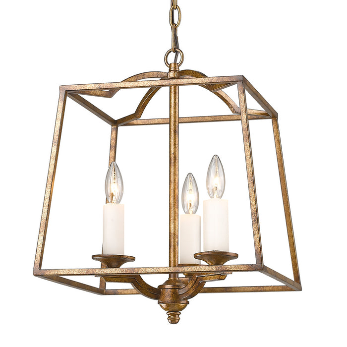 Three Light Pendant from the Athena collection in Grecian Gold finish